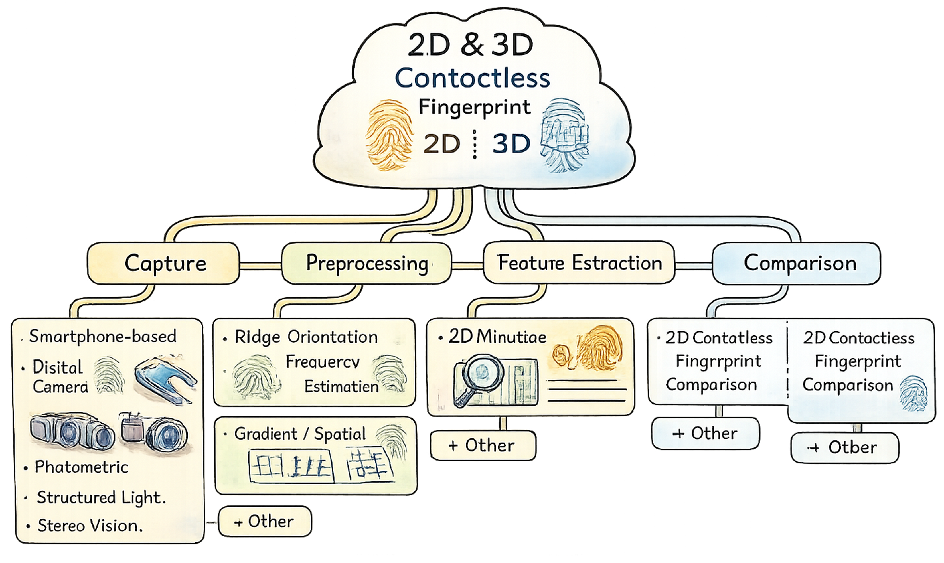 A survey on 2D and 3D contactless fingerprint biometrics: A taxonomy, review, and future directions
